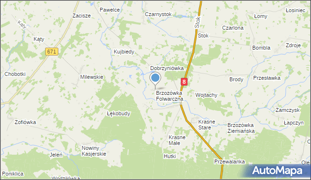 mapa Brzozówka Folwarczna, Brzozówka Folwarczna na mapie Targeo